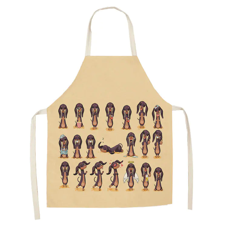 Cartoon Dog Cotton Linen Apron