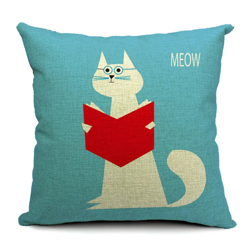 Cat Cotton and Linen Waist Pillow