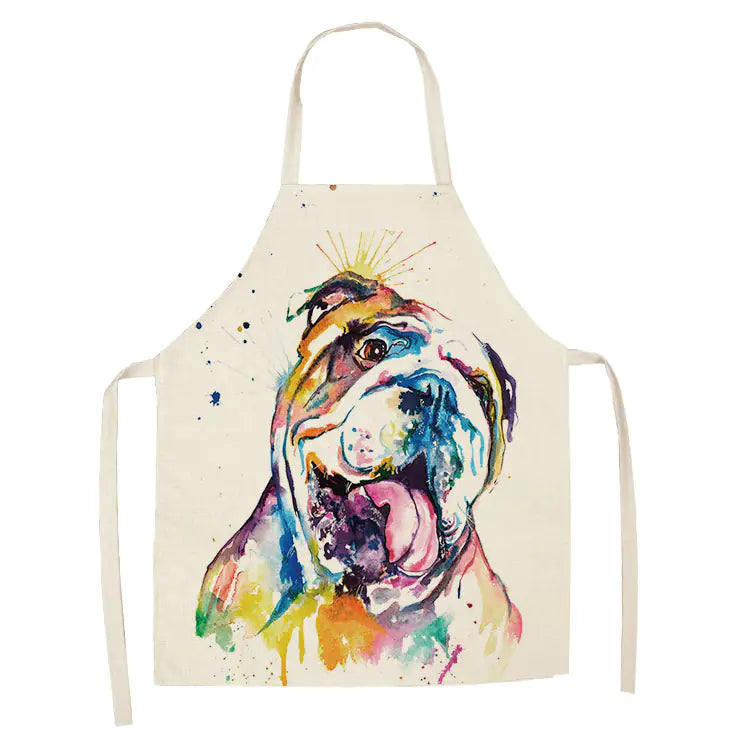 Cartoon Dog Cotton Linen Apron
