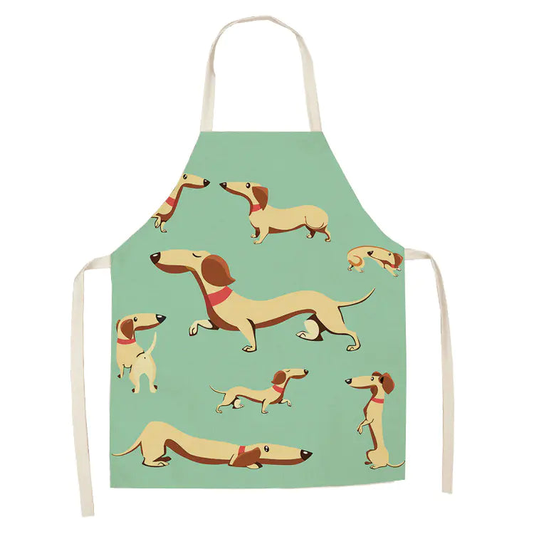 Cartoon Dog Cotton Linen Apron