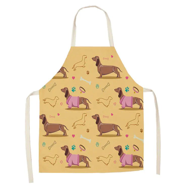 Cartoon Dog Cotton Linen Apron