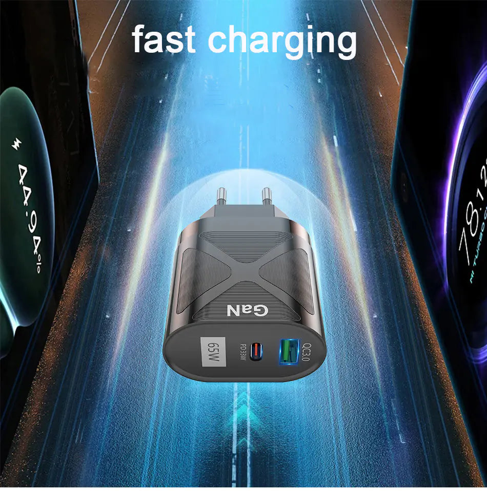 65W GaN PD Fast-Charging Mobile Phone & Laptop Adapter