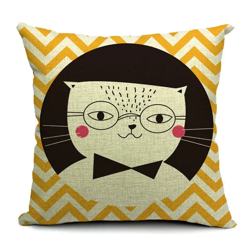 Cat Cotton and Linen Waist Pillow