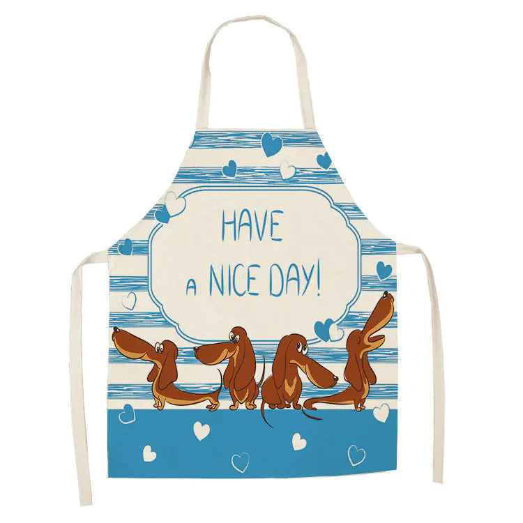Cartoon Dog Cotton Linen Apron