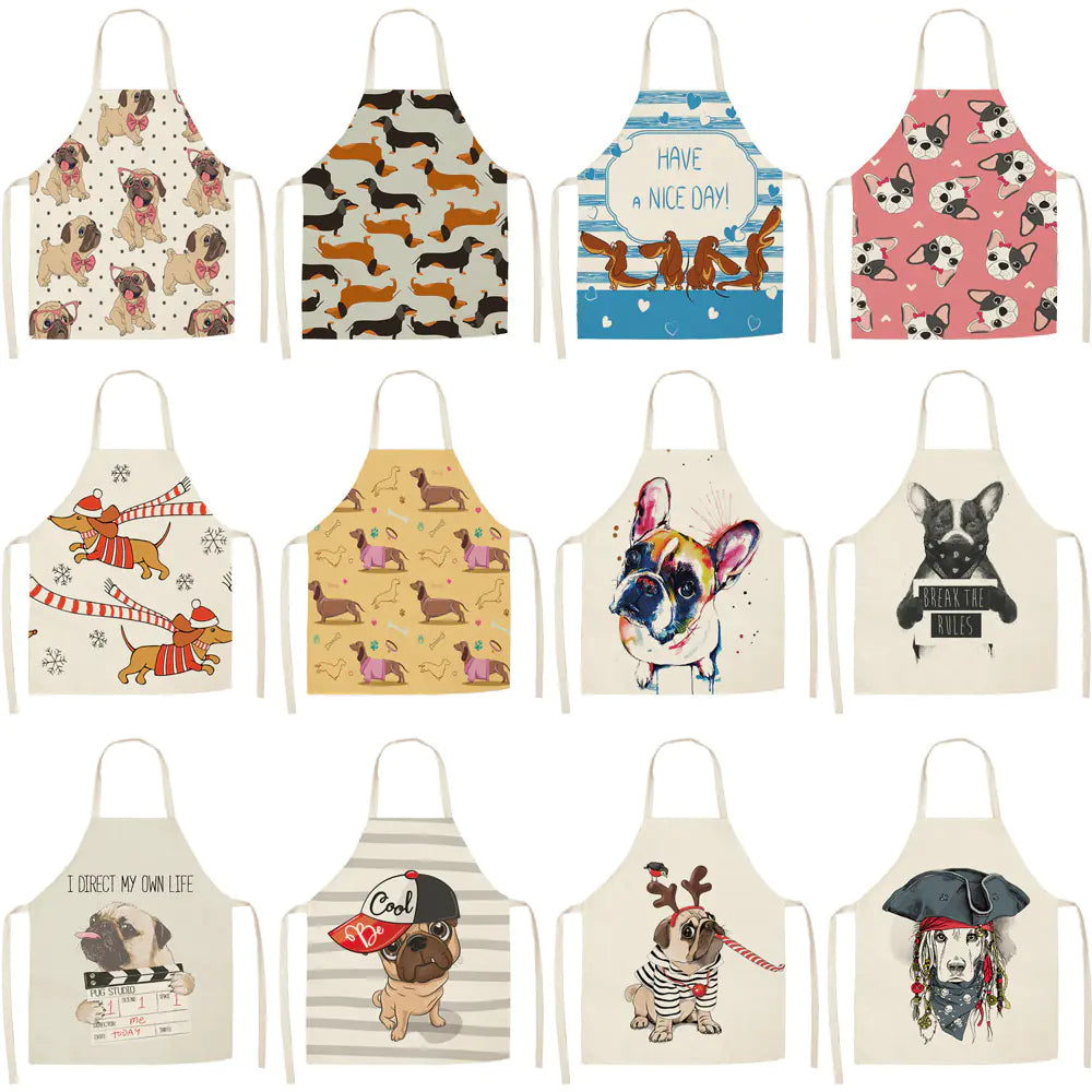 Cartoon Dog Cotton Linen Apron