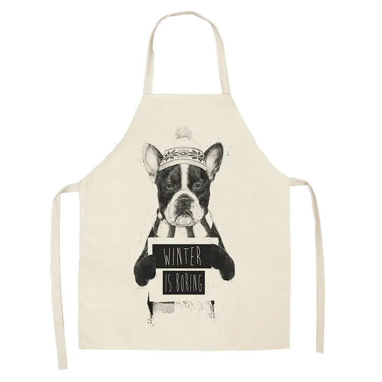 Cartoon Dog Cotton Linen Apron