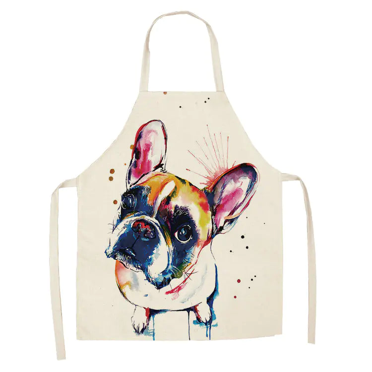 Cartoon Dog Cotton Linen Apron